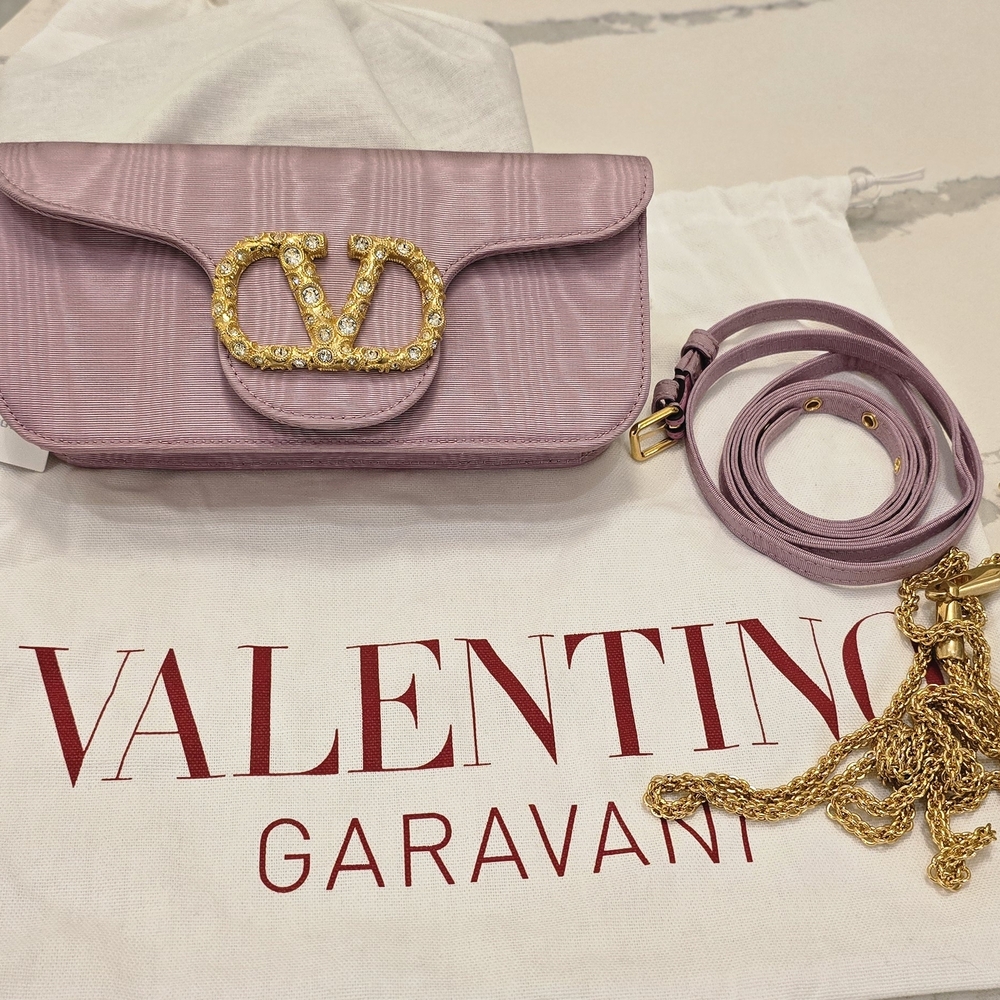 Valentino Garavani Purple Clutch with Gold Details